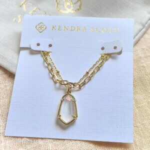 NEW Kendra Scott Alexandria Gold Clear Rock Crystal Multi Strand Necklace